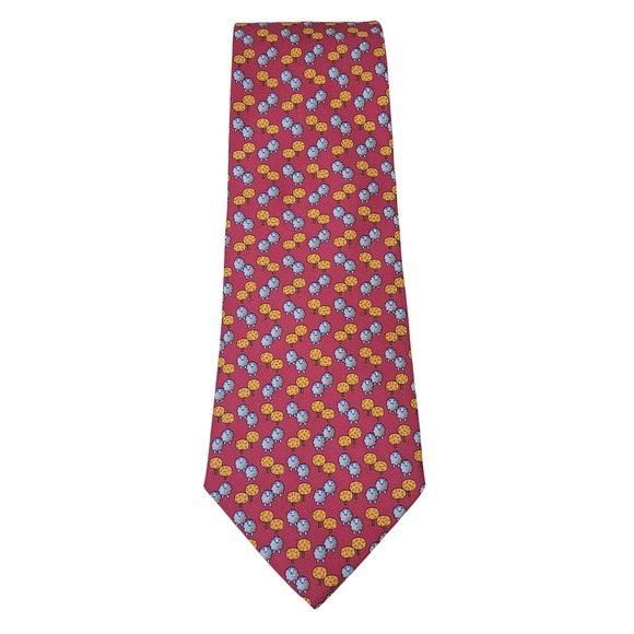 Salvatore Ferragamo Silk Necktie Men's Red Sheep Tree Print Designer Italy - Picture 1 of 8